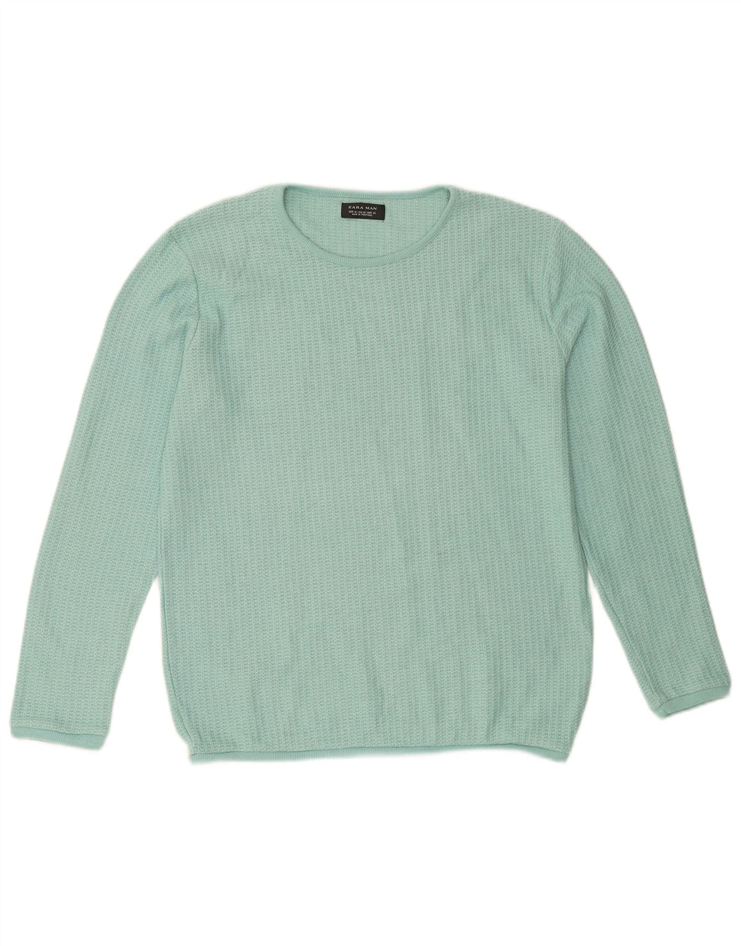 Maglione ZARA da uomo girocollo in cotone verde medio