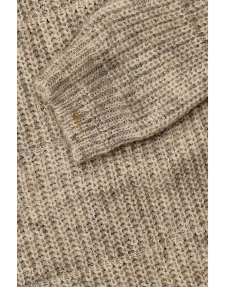 Maglione maglione girocollo lungo da donna vintage UK 14 Grigio medio