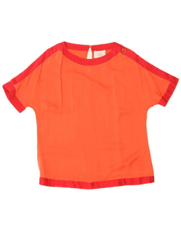 Camicetta oversize da donna Cavalli US 1 XS arancione color block in seta