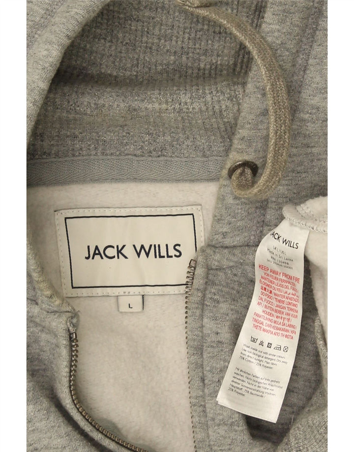 JACK WILLS Felpa con cappuccio e zip da uomo, grande, in cotone chiazzato grigio