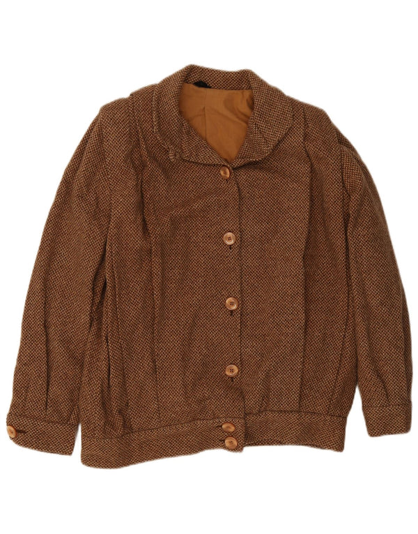 Giubbotto bomber da donna vintage UK 14 in lana marrone medio