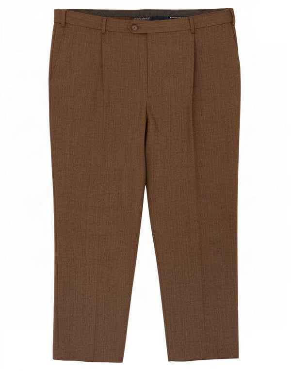 Pantaloni da abito vestibilità regolare Marks & Spencer da uomo W40 L29 Beige a spina di pesce