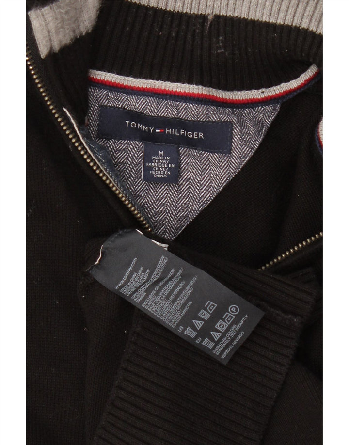 Maglione maglione con zip da uomo Tommy Hilfiger in cotone nero medio