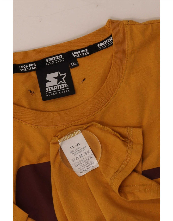 T-shirt grafica da uomo Starter Top 2XL in cotone giallo