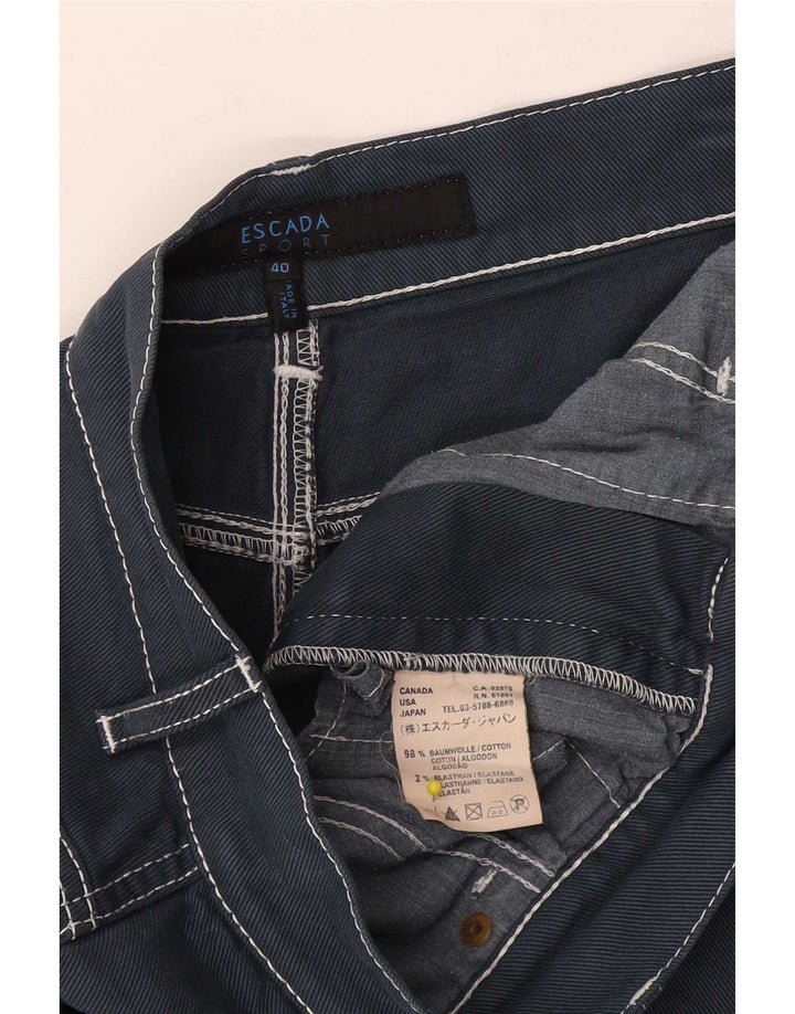 Gonna a trapezio in denim da donna Escada IT 40 piccola W32 cotone blu navy