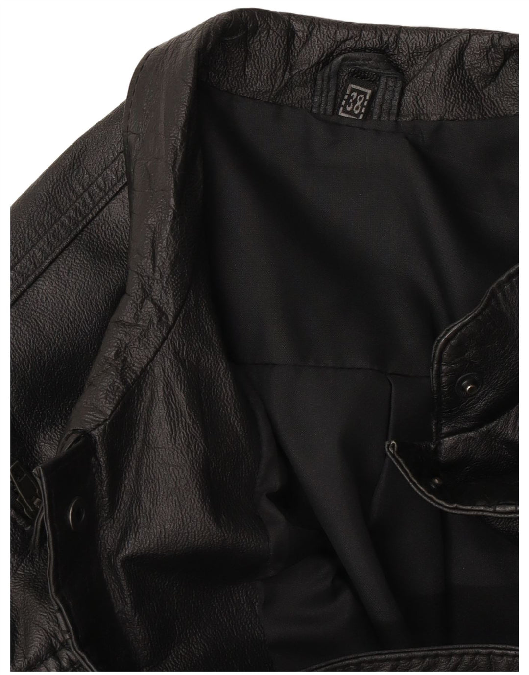 Gilet in pelle vestibilità ampia da donna vintage EU 38 medio nero