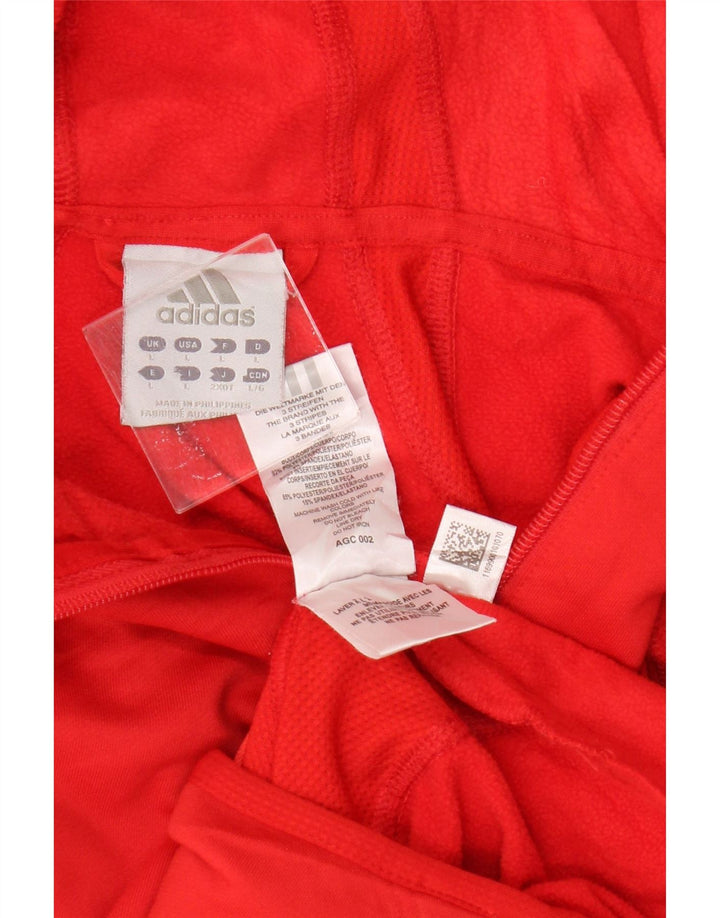 Maglione con cappuccio e zip da donna Adidas UK 14 Large Rosso Poliestere