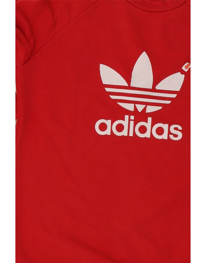 ADIDAS Mens Graphic Sweatshirt Jumper Small Red Cotton Vintage Adidas and Second-Hand Adidas from Messina Hembry 
