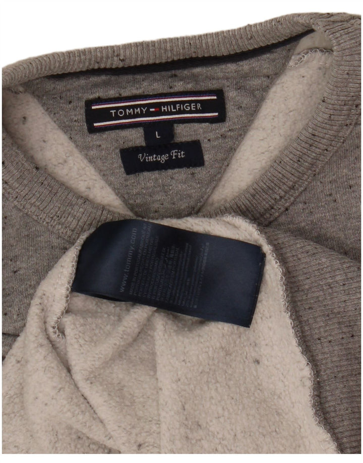 TOMMY HILFIGER Felpa da donna vintage fit maglione UK 16 grande grigio