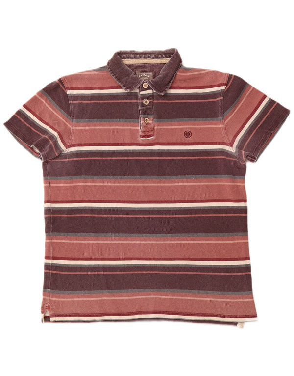 Polo da uomo FAT FACE in cotone a righe bordeaux medio