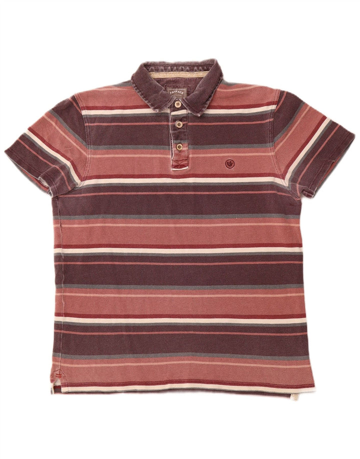 Polo da uomo FAT FACE in cotone a righe bordeaux medio