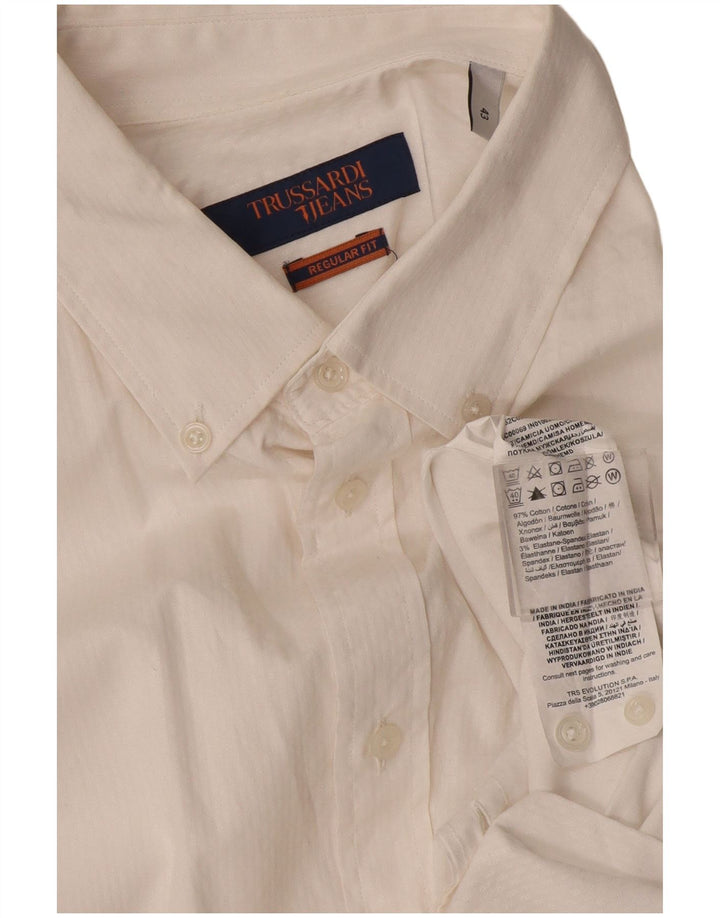 Camicia Trussardi Uomo Regular Fit Taglia 43 Large Cotone Bianco