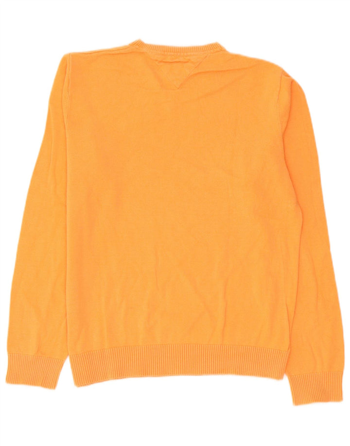 Maglione maglione con scollo a V da uomo Tommy Hilfiger cotone arancione medio