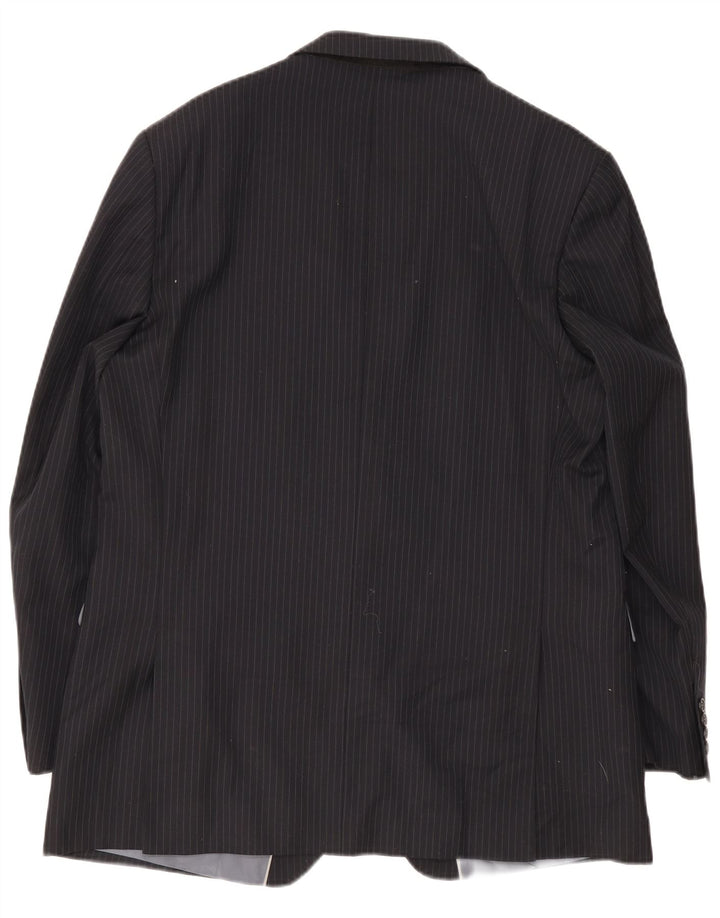 Giacca blazer lunga da uomo Marks & Spencer UK 44 XL gessato blu navy