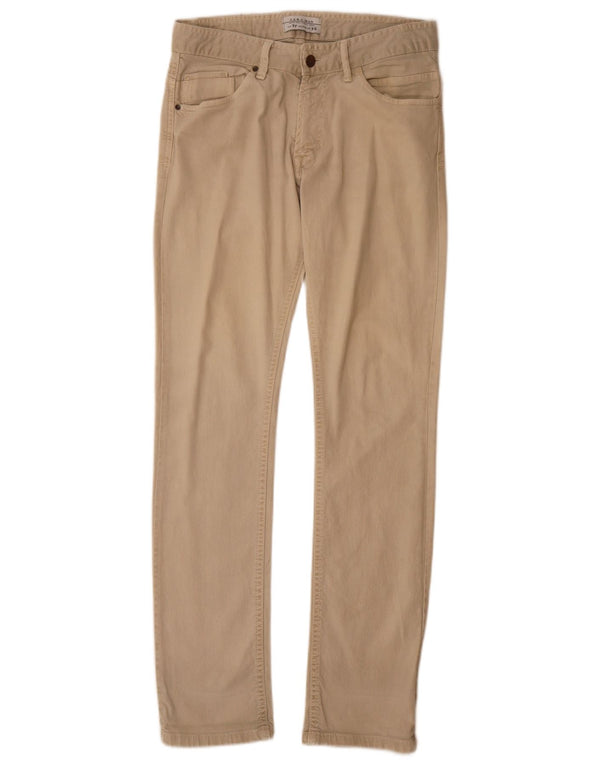 Pantaloni casual slim da uomo Zara EU 38 Small W30 L32 Cotone beige
