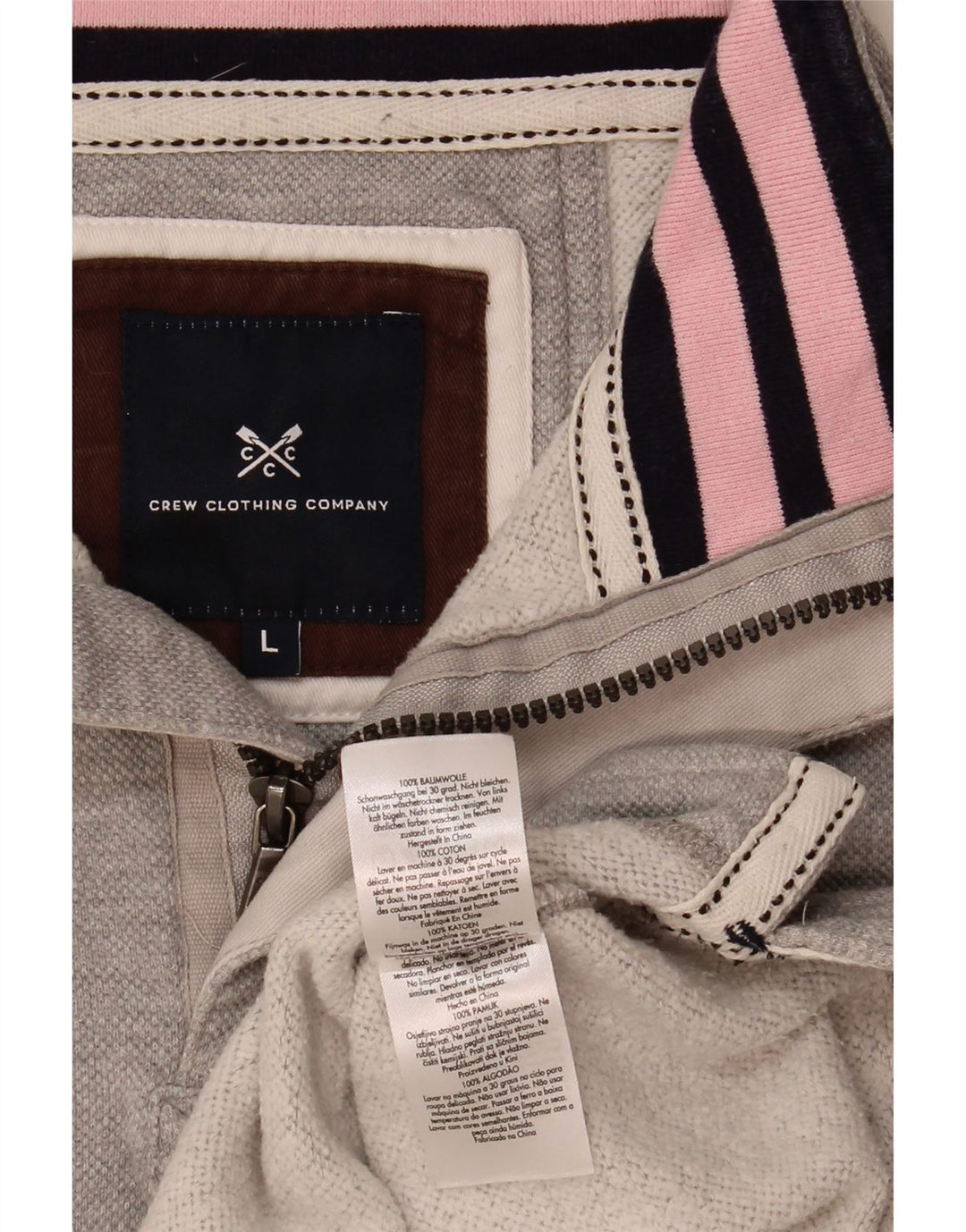 Crew Clothing Felpa con collo con zip da uomo Maglione grande in cotone grigio