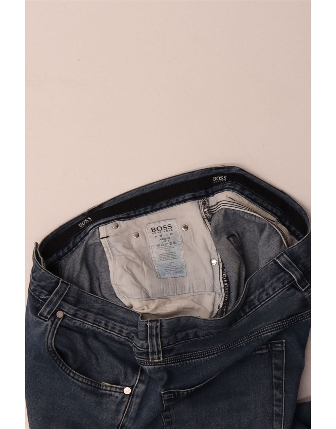 HUGO BOSS Mens Straight Jeans W38 L34 Blue Cotton Vintage Hugo Boss and Second-Hand Hugo Boss from Messina Hembry 