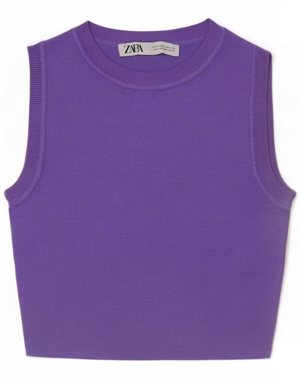 Canotta corta da donna Zara UK 8 piccola viola