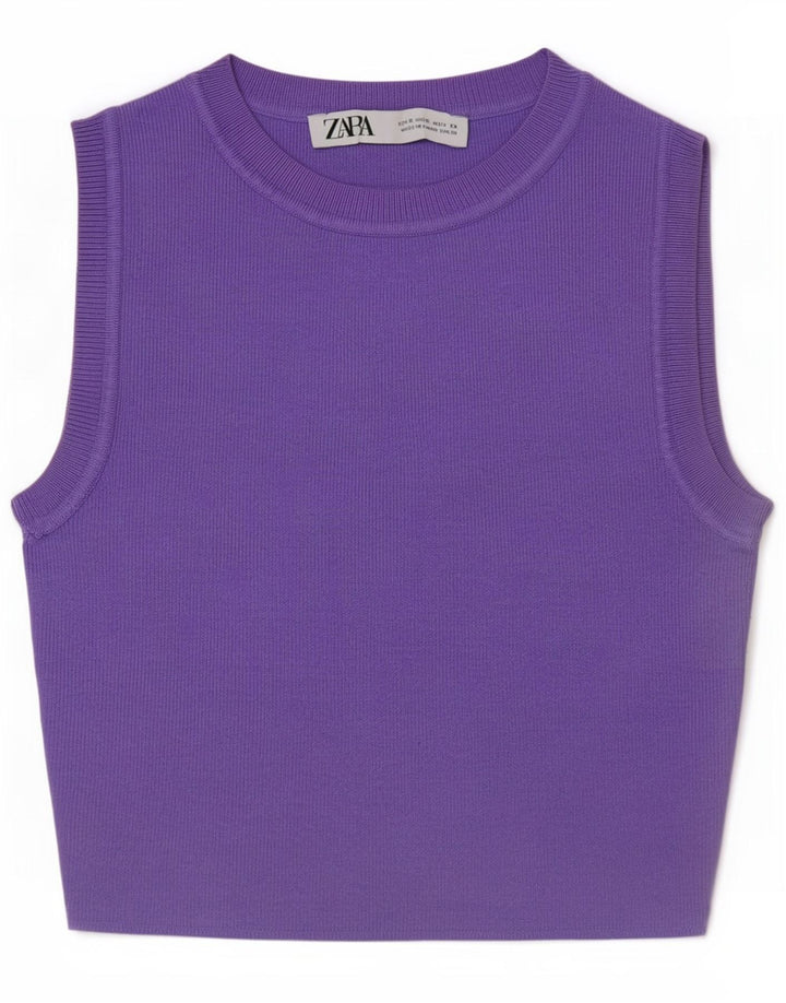 Canotta corta da donna Zara UK 8 piccola viola