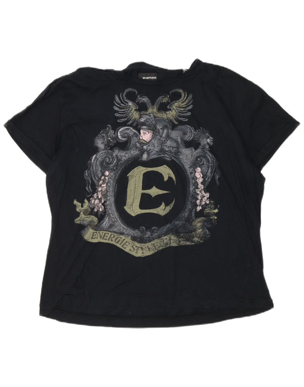 T-shirt grafica da donna Energie Top UK 18 XL cotone nero
