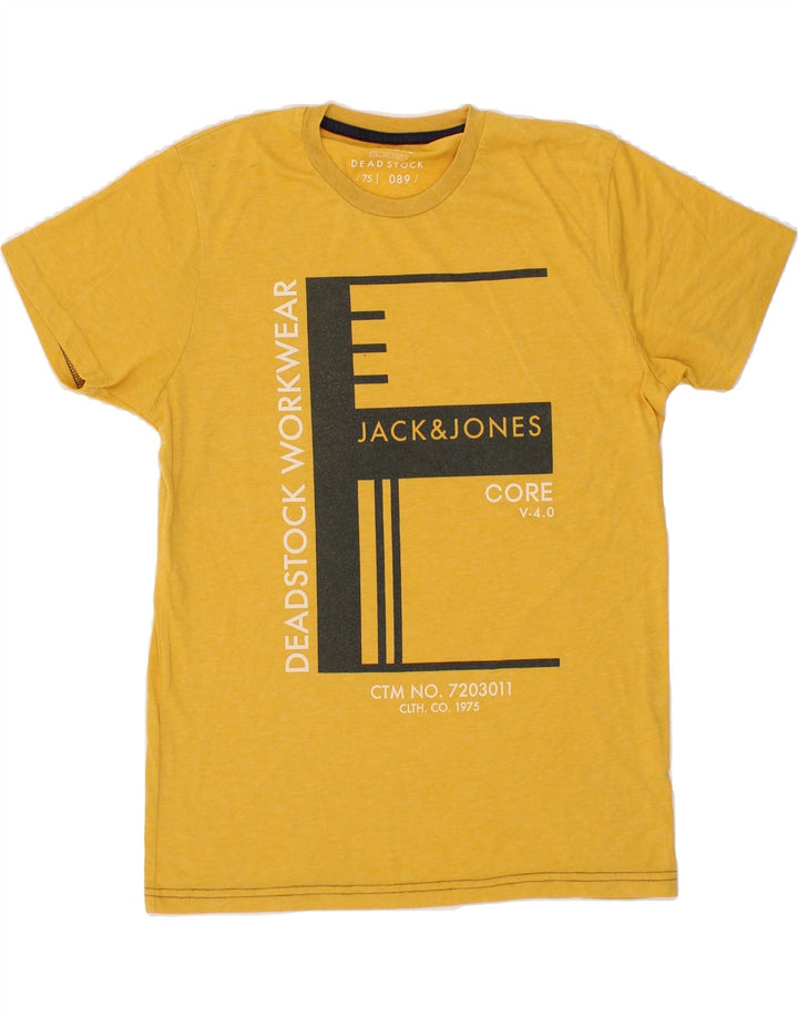 JACK & JONES Mens Graphic T-Shirt Top Medium Yellow Vintage Jack & Jones and Second-Hand Jack & Jones from Messina Hembry 
