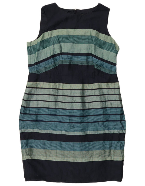 Abito tubino senza maniche da donna Marks & Spencer UK 18 XL Lino a righe blu