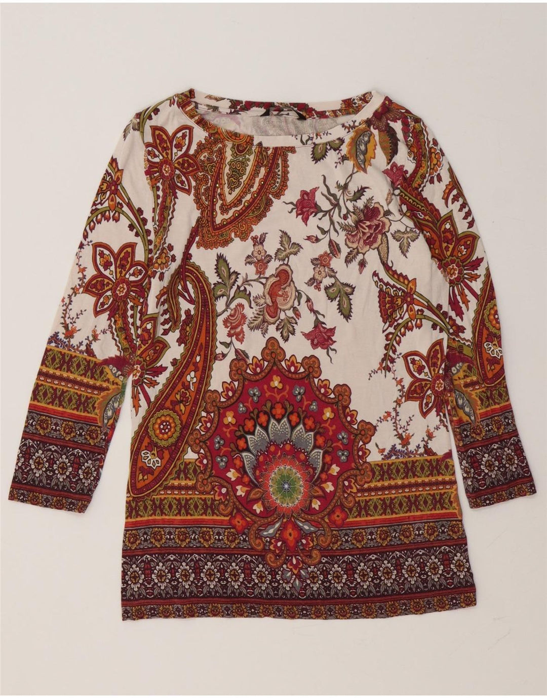 Desigual Womens Top manica 3/4 UK 10 piccolo multicolore Paisley viscosa
