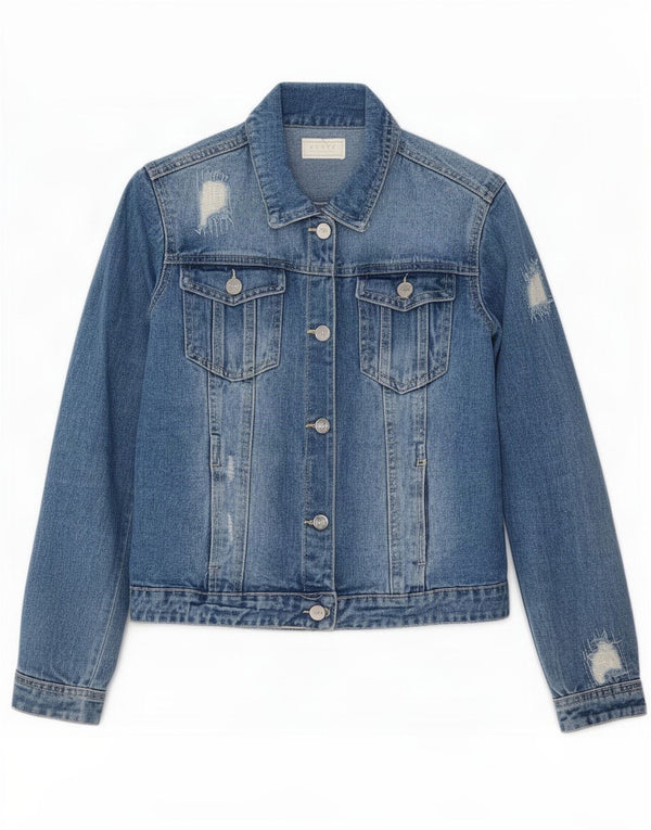 Giacca in denim invecchiato per ragazze Lipsy 13-14 anni in cotone blu