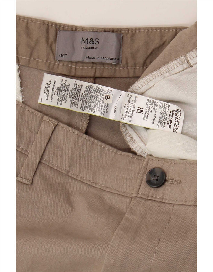 Pantaloncini chino da uomo Marks & Spencer W40 XL in cotone beige