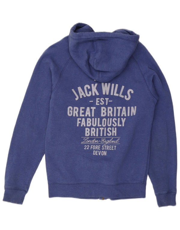 Maglione con cappuccio con zip grafica da uomo Jack Wills XS in cotone blu