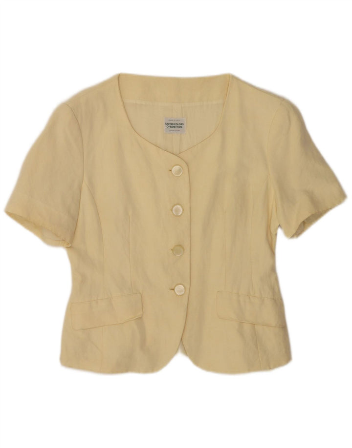 Giacca Blazer a maniche corte da donna a 4 bottoni Benetton IT 42 Beige medio