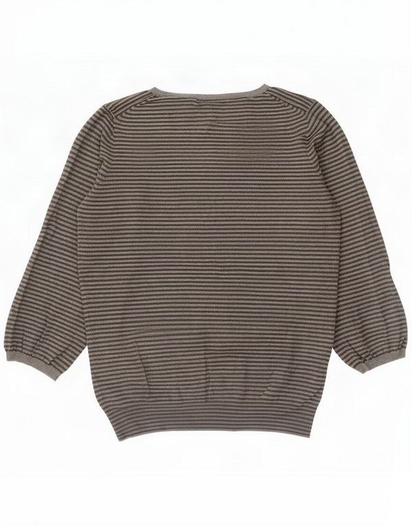 Marks & Spencer maglione da donna con scollo a barchetta UK 14 Grigio medio a righe