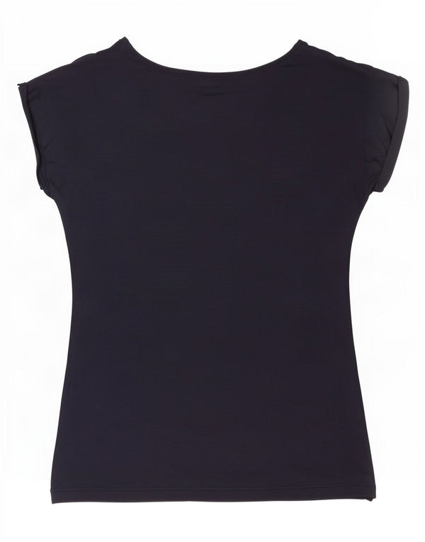 Emporio Armani Womens T-Shirt Top UK 14 Large Navy Blue Viscose