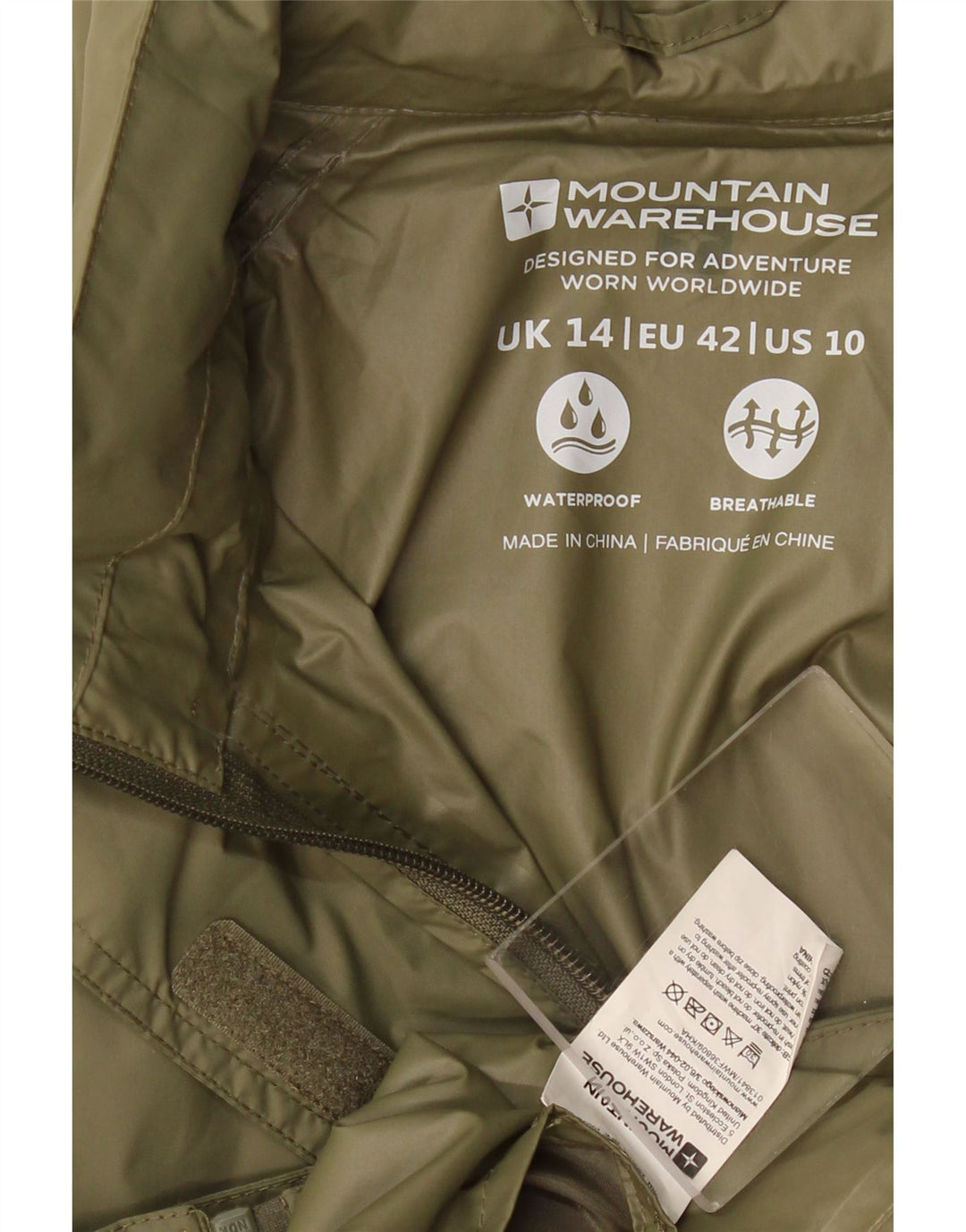 Giacca antipioggia da donna Mountain Warehouse UK 14 Large in nylon kaki