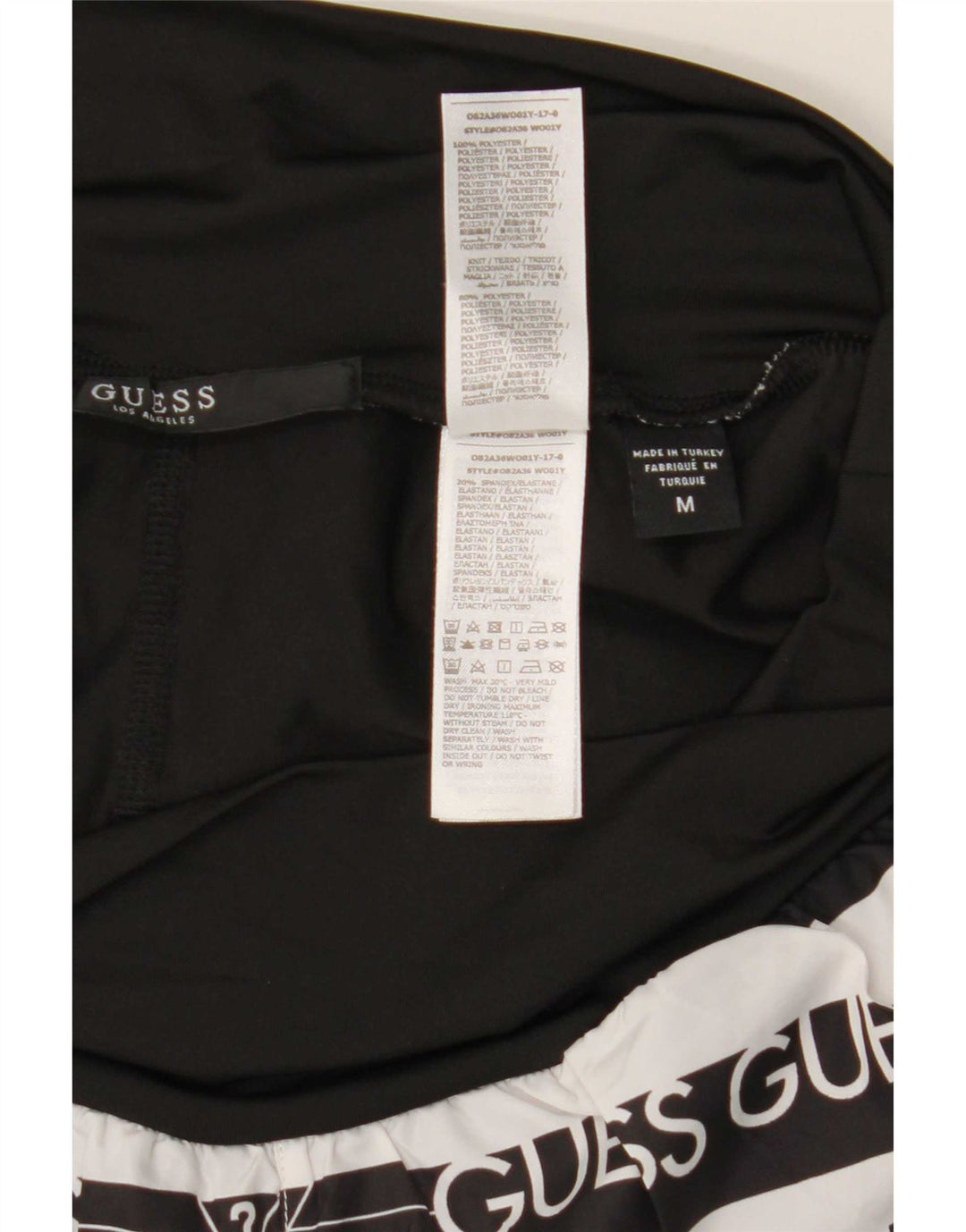 Pantaloncini sportivi grafici da donna Guess UK 12 poliestere a righe nere medie