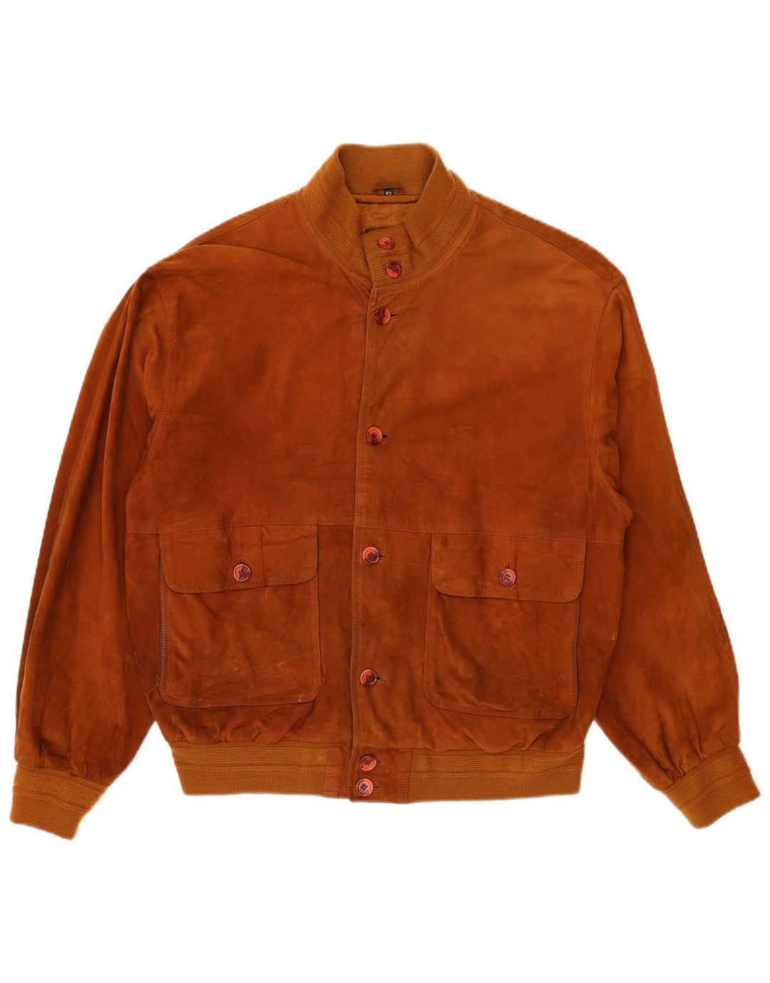 Giubbotto bomber vintage in pelle scamosciata da uomo IT 52 XL in pelle marrone