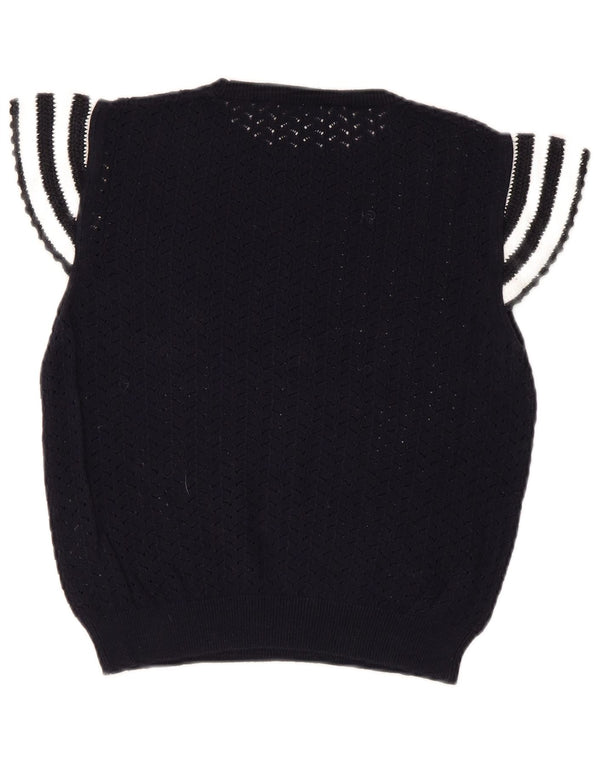 Top Zara da donna in camicetta lavorata a maglia corta UK 12 cotone a righe blu navy medio