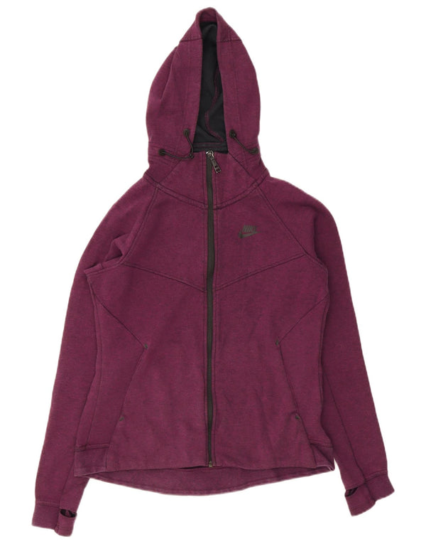 Felpa con cappuccio e zip da donna Nike UK 14 cotone viola medio