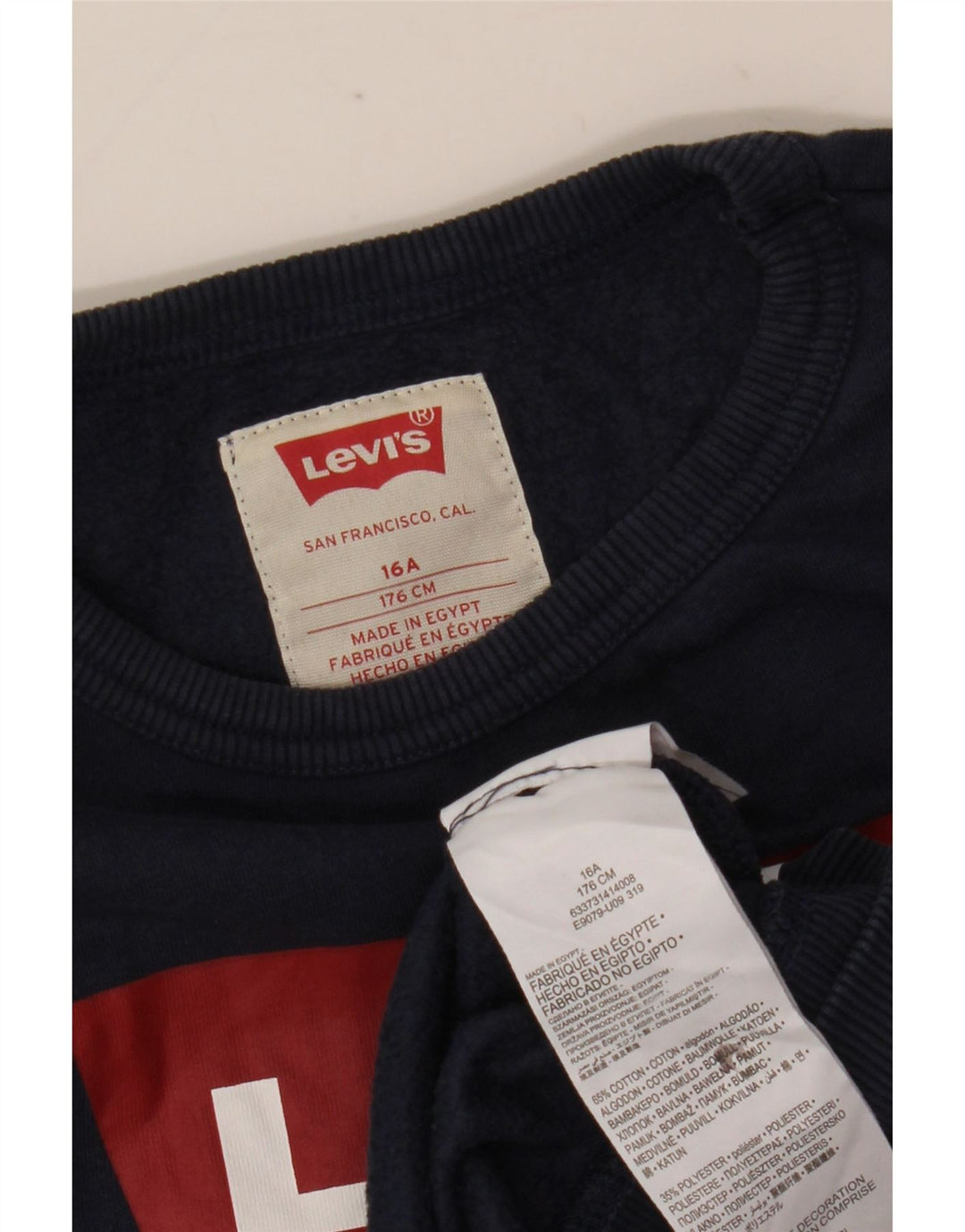 Felpa grafica per ragazze Levi's 15-16 anni in cotone blu navy