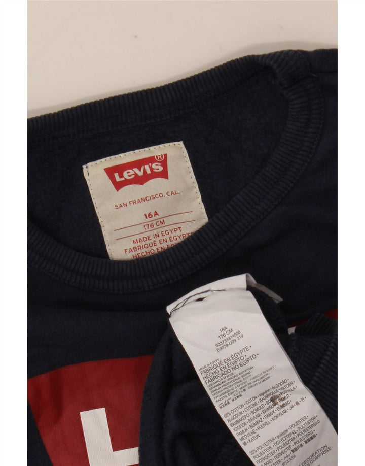 Felpa grafica per ragazze Levi's 15-16 anni in cotone blu navy