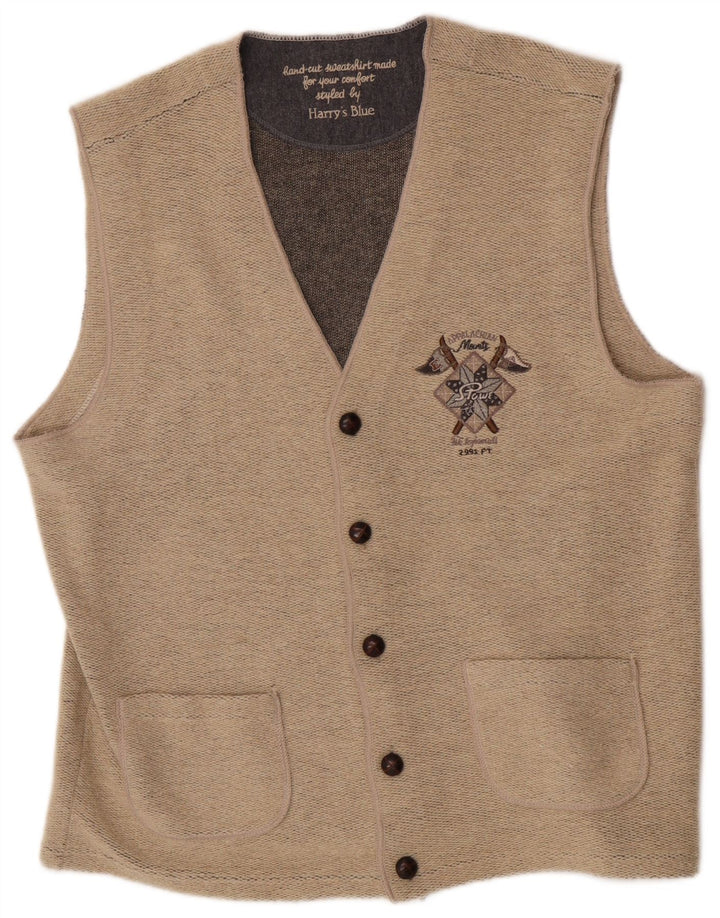 Gilet vintage da uomo 2XL in lana beige