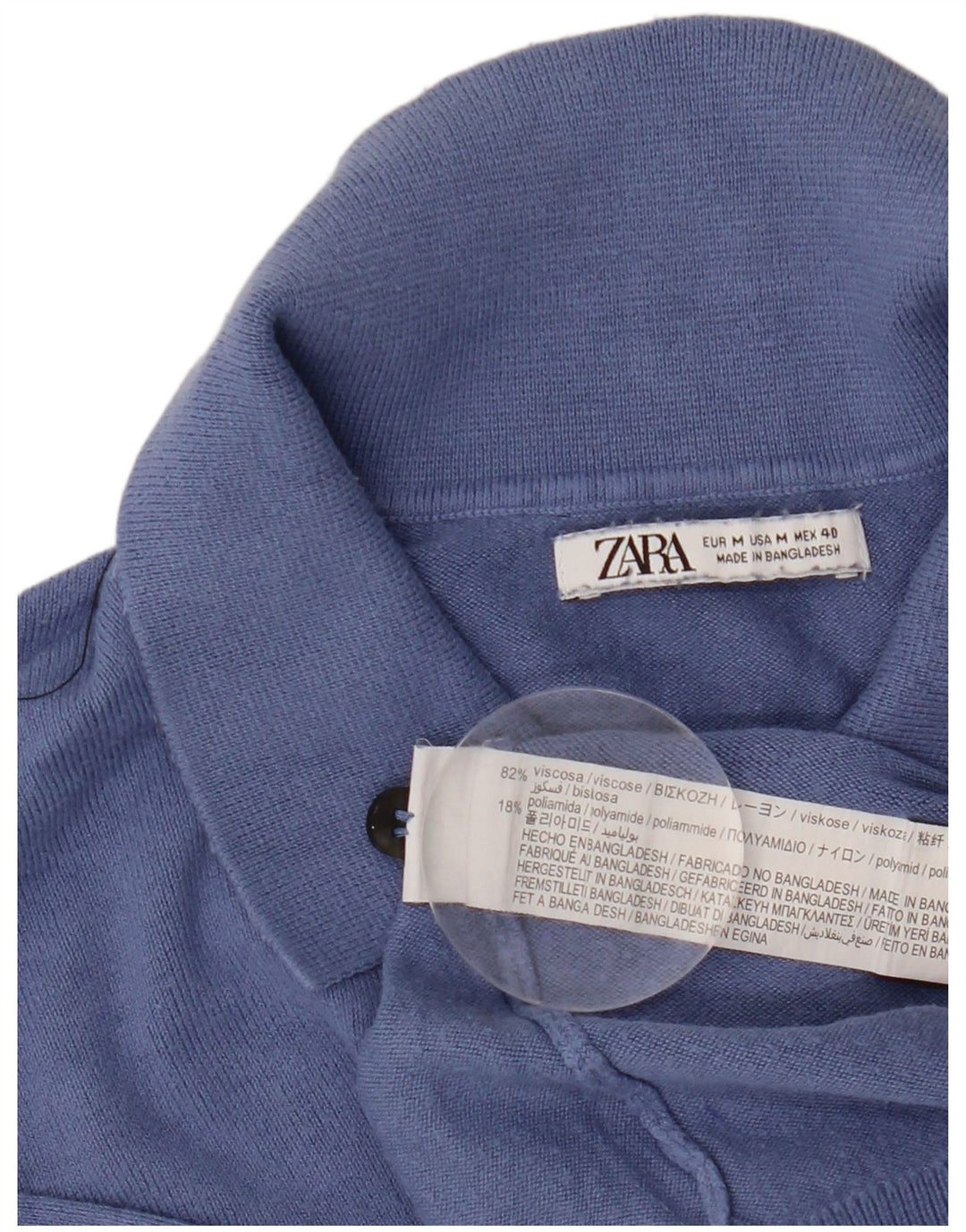 Maglione Zara da uomo a maniche corte con collo alto in viscosa blu medio