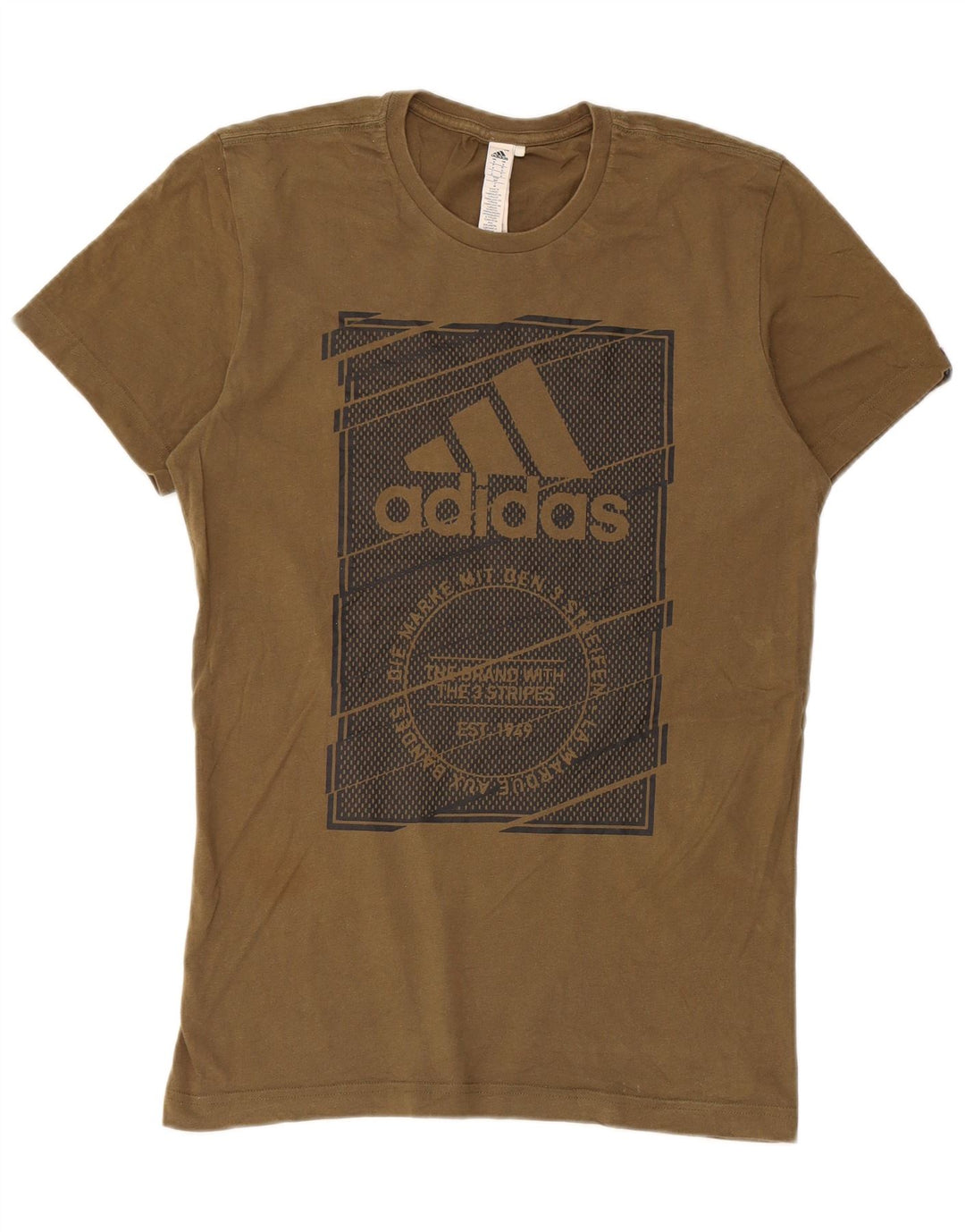T-shirt grafica da uomo Adidas Top piccola in cotone kaki