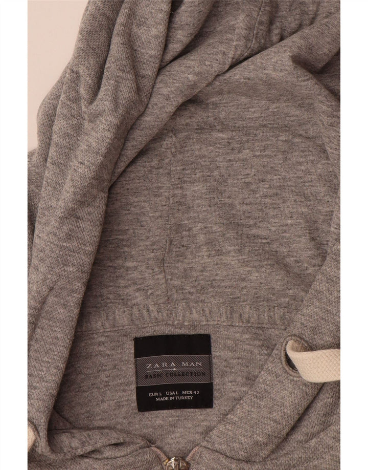 Maglione con cappuccio e zip da uomo Zara grande grigio screziato