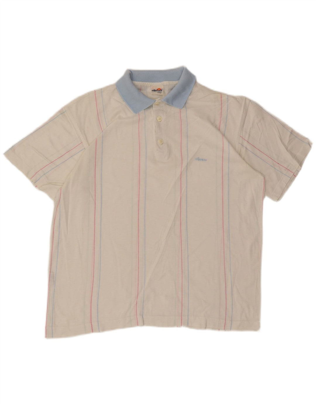 Polo da uomo Ellesse in cotone a righe bianche medie