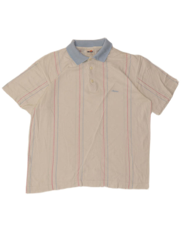Polo da uomo Ellesse in cotone a righe bianche medie