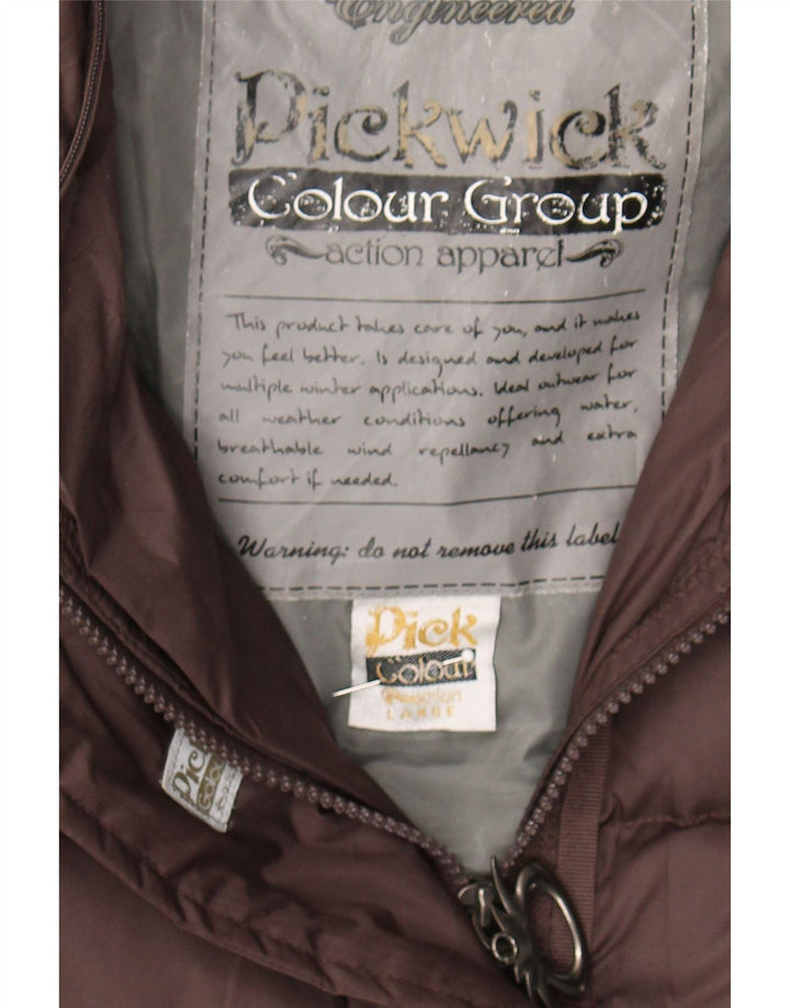 PICKWICK Womens Hooded Padded Jacket UK 16 Large Maroon Polyester Vintage Pickwick and Second-Hand Pickwick from Messina Hembry 