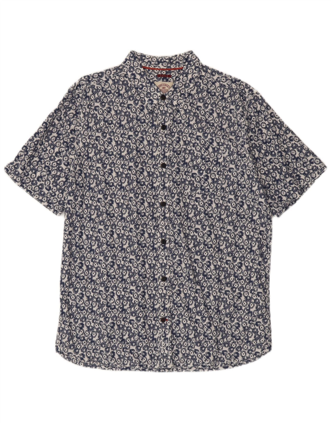 Camicia a maniche corte da uomo Fat Face Grande cotone geometrico blu