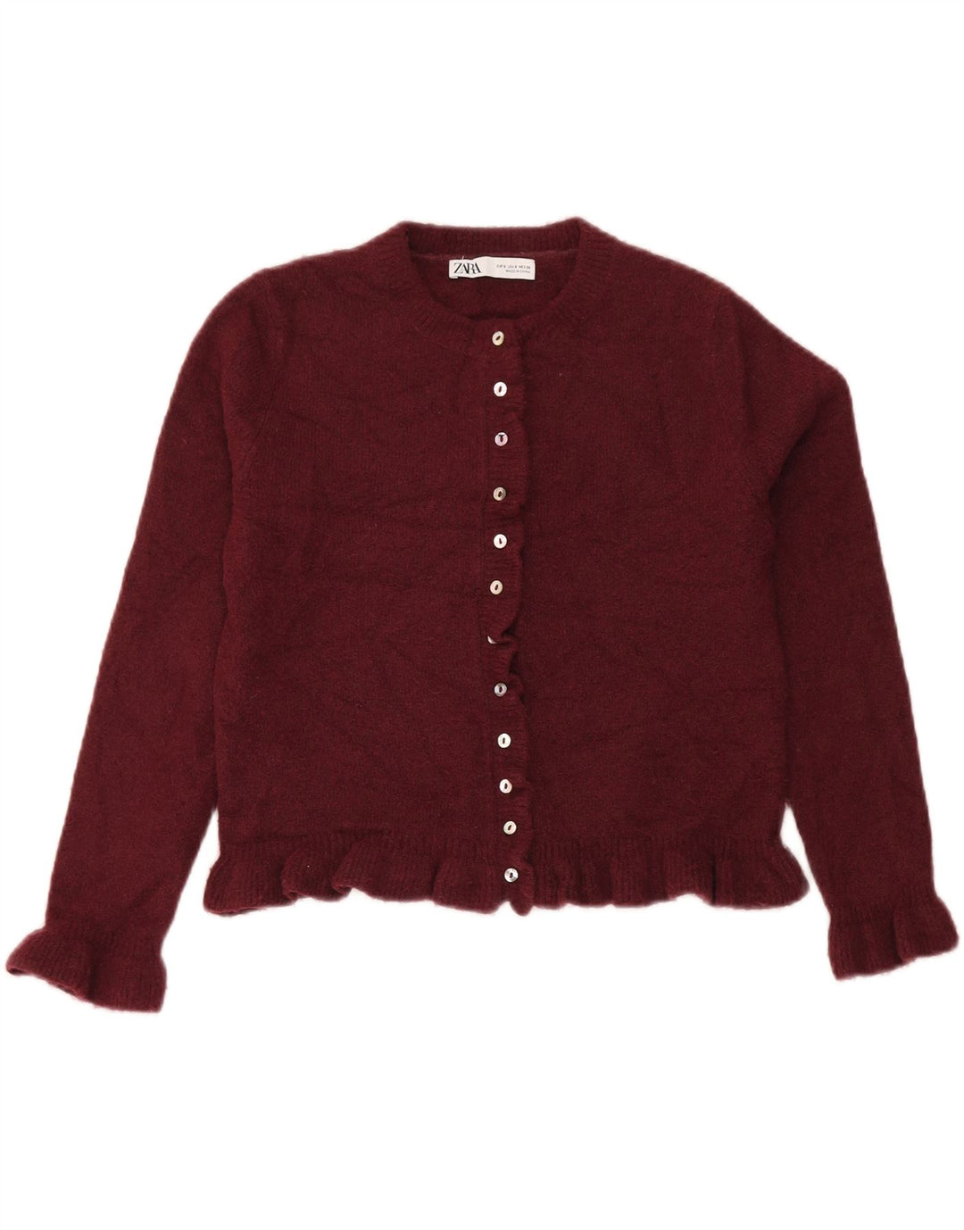 Maglione cardigan oversize corto da donna Zara UK 10 piccolo poliestere marrone