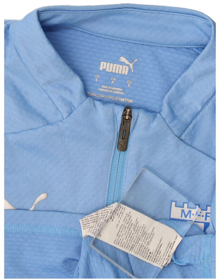 Maglia da tuta da uomo Puma con zip e collo, piccola, in poliestere a blocchi di colore blu